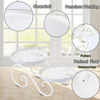 2 Tier White Plant Stand, Metal Flower Stand Indoor Outdoor, Anti-Rust Iron - Image 3