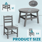 5 Piece Round Outdoor Dining Set, Relaxing HDPE Outdoor Table and Chairs - Image 9
