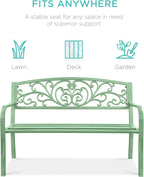 Best Choice Products Outdoor Bench Steel Garden Patio Porch Furniture - Image 3