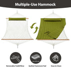Outdoor Double Hammock with Hardwood Spreader Bars, Large Rope Hammock with - Image 3