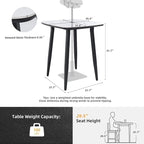 Modern 35.4'' Rounded Square Outdoor Bar Table, Greek White Marble-Inspired - Image 2
