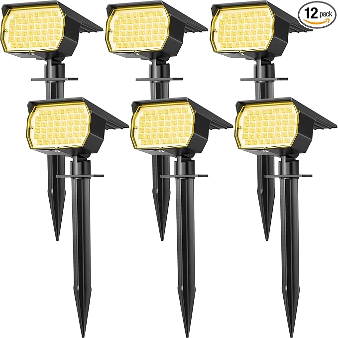 Solar Spot Lights Outdoor Waterproof IP65, 6 Pack Landscape Spotlights by WENATY