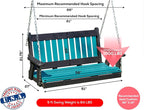Mission Poly Lumber Wood 5FT Porch Swing Amish Craftsmandship Made in USA HDPE - Image 2
