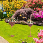 hogardeck Garden Decor for Outside, Metal Standing Flamingo Plant Pots Yard Art - Image 7