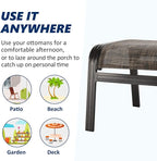 Outdoor Patio Foot Rest Ottoman Seat Textilene Portable Metal Footstool - Image 5