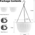 YIKUSH Planters for Outdoor Plants 2 Pack White Plant Pots - Image 2