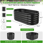 17" Tall Outdoor Garden Raised Garden Bed Kits, 4ft X 2ft Oval, 0.8MM Thick - Image 4