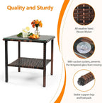 VINGLI Outdoor Wicker Side Table Patio Side Tables - Image 4