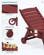 SERWALL Patio Chaise Lounge Chair Set of 4, 5 Positions Adjustable Poly Outdoor - Image 4