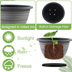 Large-Planter-Indoor-Outdoor Plant Pots, 12 inch 3 Pack Plastic Flower Pots - Image 3