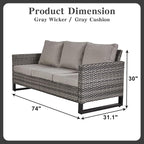 Belord 6 Piece Outdoor Furniture Patio Wicker Sofa Set, Oversize Outdoor Swivel - Image 3