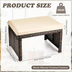 2 Pcs Patio Rattan Ottomans Outdoor Wicker Ottomans Patio Footstool Footrest - Image 2