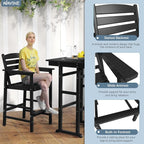 3-Piece Adirondack Bar Table and Chair Set, HDPE All-Weather Bar Height Chairs - Image 4
