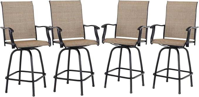 PHI VILLA Outdoor Bar Stools Set of 4, Swivel Patio Bar Stools & Chairs by PHIVILLAThepioneerofcomfortablehouseholdsupplies