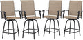 PHI VILLA Outdoor Bar Stools Set of 4, Swivel Patio Bar Stools & Chairs by PHIVILLAThepioneerofcomfortablehouseholdsupplies