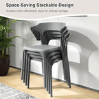 VECELO 4 Pack Plastic Stacking Chairs, Stackable Dining Chairs - Image 4