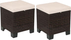 Outsunny 2 Pieces Outdoor Patio Ottomans, All Weather Wicker Outdoor Footstools by Outsunny