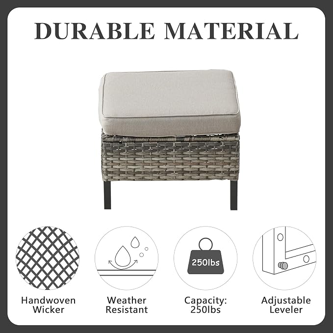 Belord Wicker Patio Furniture 5 Piece Outdoor Sofa Set, Oversize Outdoor Dining - Image 8