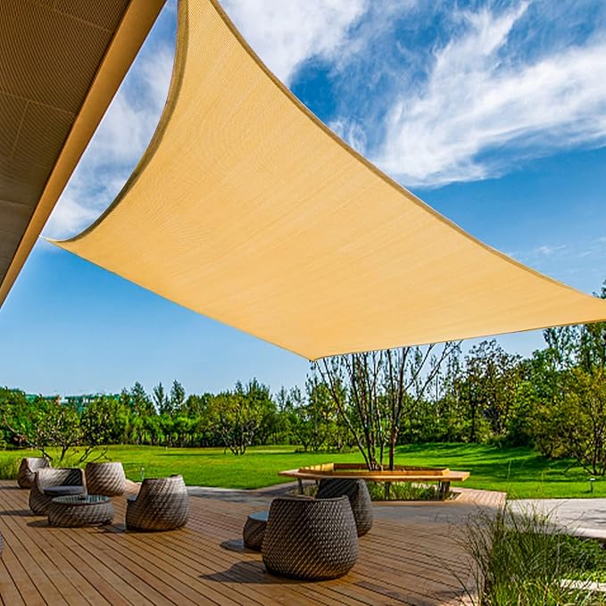 KANAGAWA 12'X20' Sand Custom Size Sun Shade Sail Rectangle UV Block Canopy Cover by KANAGAWA