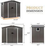 Vongrasig Outdoor Storage Shed, 6 x 4 FT Outside Metal Garden Shed - Image 3
