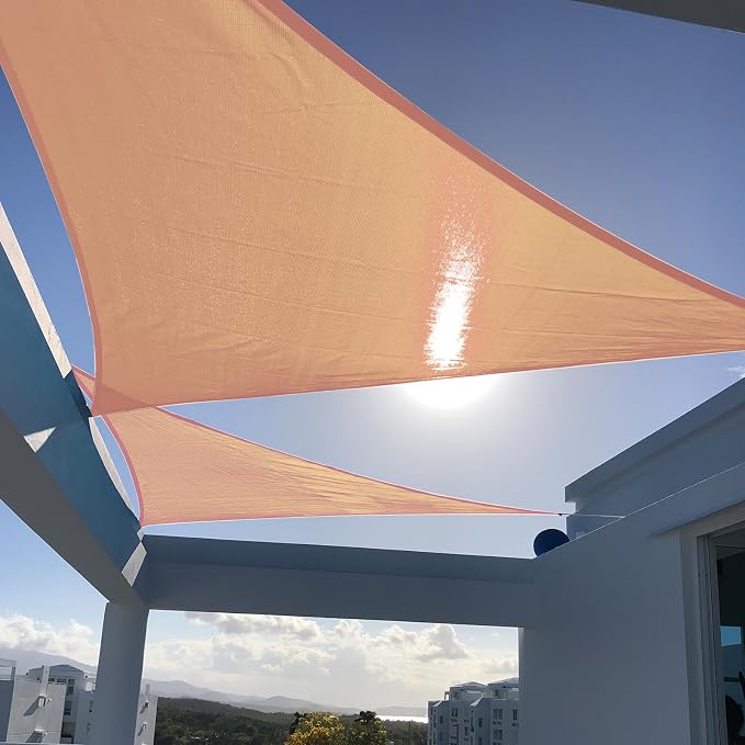SUNNY GUARD Custom Size 7'x9'x11.4'Peach Fuzz Sun Shade Sail Right Triangle UV by SUNNYGUARD