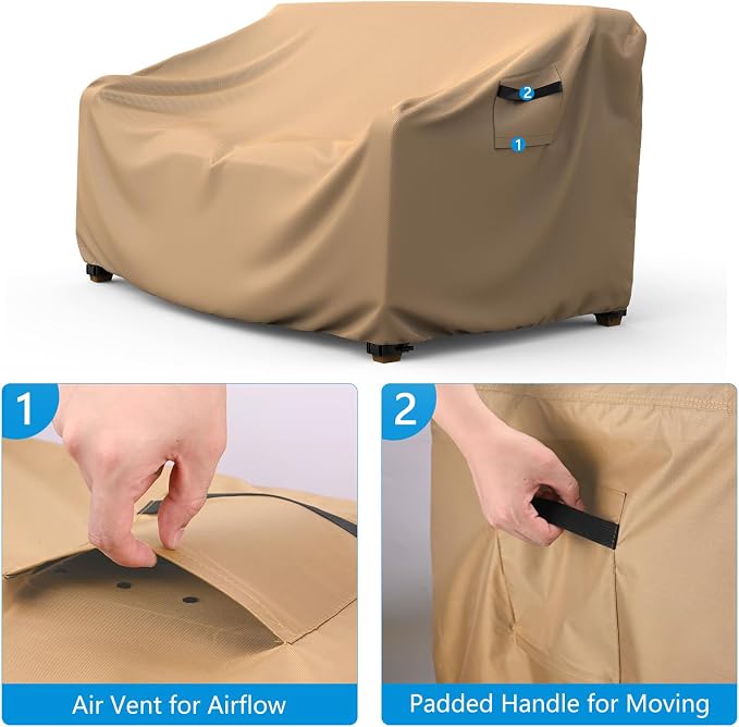 Mrrihand Heavy Duty Patio Sofa Cover, 3-Seater Outdoor Sofa Loveseat Cover - Image 3