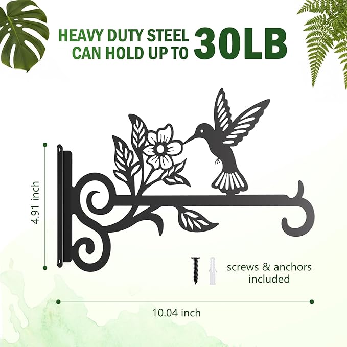 4-Pack Aesthetic Plant Hangers Outdoor – 10 Inch Metal Hanging Plant Bracket - Image 4
