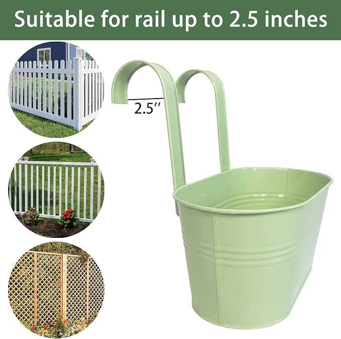Balcony Hanging Planters Flower Pots, Fence Pot Hanging Plant Holders - Image 4
