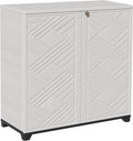 ADDOK Indoor Outdoor Plastic Storage Cabinet 34"x15"x34", Outdoor Storage Shed by ADDOK