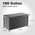180 Gallon Resin Deck Box, Lockable Patio Outdoor Storage Box - Image 5