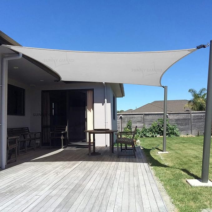 SUNNY GUARD Custom Size 5'x10' Silver Grey Sun Shade Sail Rectangle UV Block by SUNNYGUARD