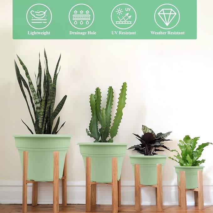16 inch Plastic-Flower-Pot-for-Indoor-Plants, 4 Pack Large Outdoor Planter Pot - Image 3
