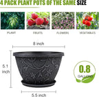 4 Pack 8 Inch Flower Pots for Outdoor Indoor, Plastic Plant Pots - Image 2