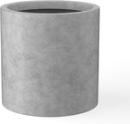Kante 9.8" Dia Round Concrete Planter, Modern Style Large Cylindrical Plant Pot by Kante