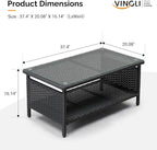 VINGLI Outdoor Wicker CoffeeTable Patio Coffee Tables - Image 3