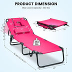 GYMAX Tanning Chair, 350lbs Beach Lounge Chair - Image 3