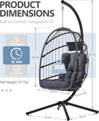 SWITTE Egg Chair Outdoor with Stand, Indoor Wicker Hanging Egg Swing Chair with - Image 3