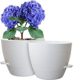 10 inch Self Watering Pots, 2 Pack Plastic Planters by WSMKSZ