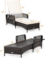Tangkula Wicker Chaise Lounge Outdoor Set of 2, Patio Rattan Reclining Chaise - Image 3
