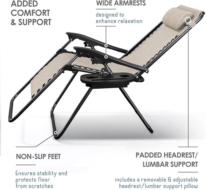 Nestl Zero Gravity Chairs, Portable Patio Lounge Chair Outdoor - Image 6