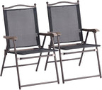 Giantex Set of 2 Patio Folding Chairs, Outdoor Patio Dining Chairs w/Armrest by Giantex