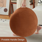 MeMoreCool Round Stuffed Pouf Ottoman Foot Rest, Floor Pouf Foot Stool - Image 8