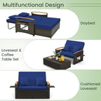 LDAILY Moccha Outdoor Wicker Daybed, Patio Rattan Loveseat Sofa w/ 4-Level - Image 4