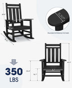 KINGYES Oversized Outdoor Rocking Chair Set of 8, All-Weather Patio Rocking - Image 3