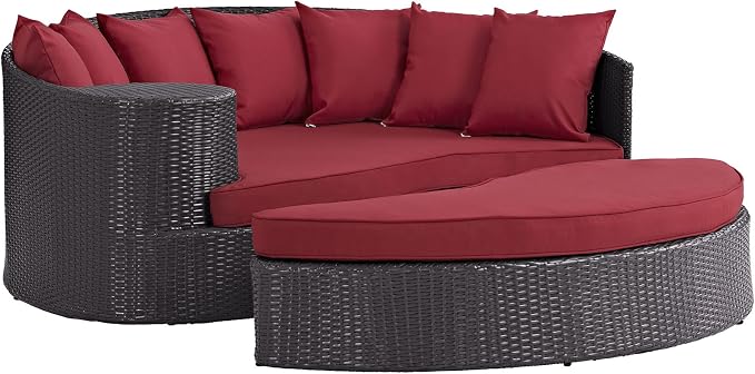 Modway Convene Wicker Rattan Outdoor Patio Poolside Sectional Sofa Daybed - Image 3