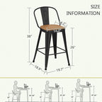 Outdoor Metal Bar Stools Set of 4, 26 inch Barstools Counter Height Bar Stool - Image 3
