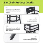 Modern 5PCS Outdoor Patio Bar Set, Rounded Square Sintered Stone Table & 4 - Image 7