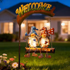 HONGLAND Gnomes Garden Decor Solar Lights, 48 Inch Welcome Sign Swing Yard - Image 5