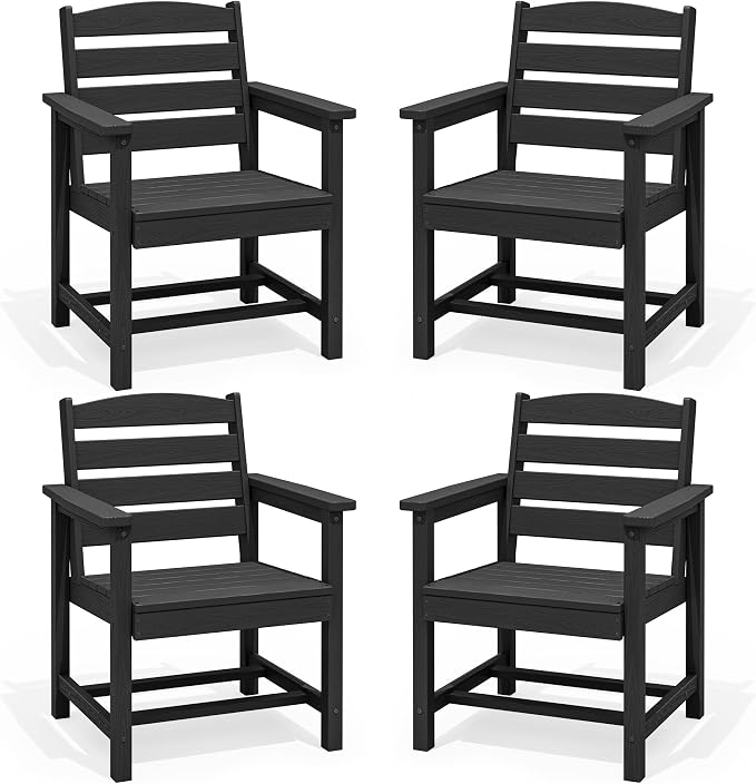 SERWALL Outdoor Dining Chairs Set of 4, All-Weather HDPE Patio Chair by SERWALL