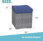 Patiorama 2 Pieces Assembled Outdoor Patio Ottoman, Indoor Outdoor All-Weather - Image 3